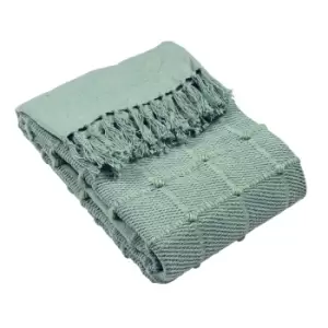 Image of Motti Woven Tufted Stripe Throw Seafoam