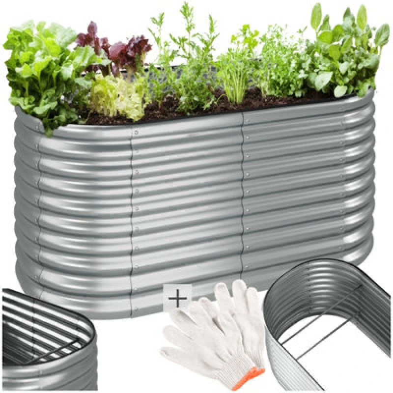 Image of Tectake Raised Bed - For Gardens, 804 Litre Capacity, Galvanised, 160X80X80Cm 160 X 80 X 80 Cm - Silver