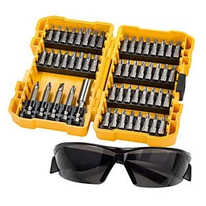 image of DEWALT 53 Piece Mixed Screwdriver Bit Set & Safety Glasses