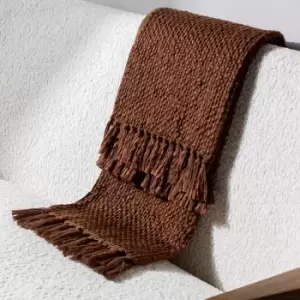 image of Morni Woven Fringed Throw Chestnut