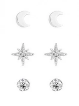 Image of Simply Silver Moon And Star Three Pack Earrings