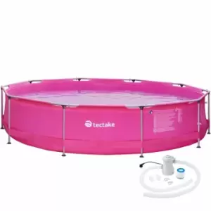 Tectake Swimming Pool Round Withpump 360X76cm Pink