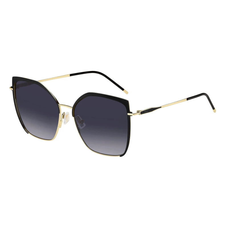 Image of Boss Womens Rectangular Round Sunglasses Gold Black_ female 58 cm