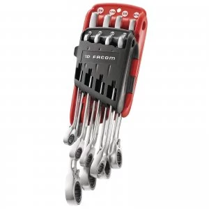 image of Facom 467 8 Piece Ratchet Combination Spanner Set Imperial