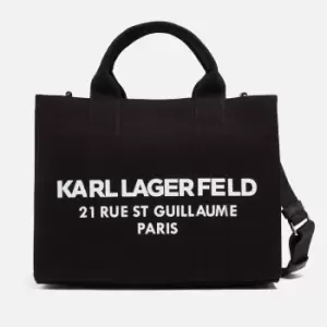 image of Karl Lagerfeld Womens Essential Square Canvas Shopper Tote Bag - Black