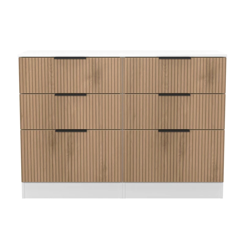 Image of Welcome Furniture Ready Assembled Java 6 Drawer Wide Chest, White JAV015SEWM
