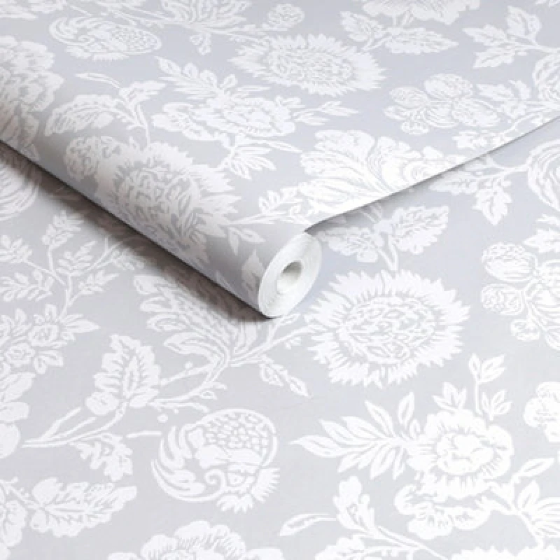 Image of Shabby Chic by Rachel Ashwell Stipple Grey Floral Wallpaper Wallpaper One Size Grey 71589302000