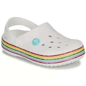 image of Crocs CROCBAND RAINBOW GLITTER CLG K Girls Childrens Clogs (Shoes) in White - Sizes 6 toddler,4 toddler,6 toddler,5 toddler