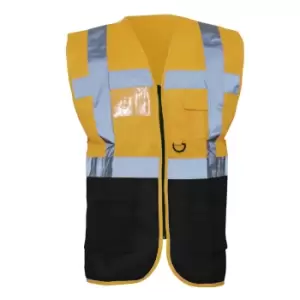 Yoko Hi-Vis Premium Executive/Manager Waistcoat / Jacket (M) (Orange/Black)