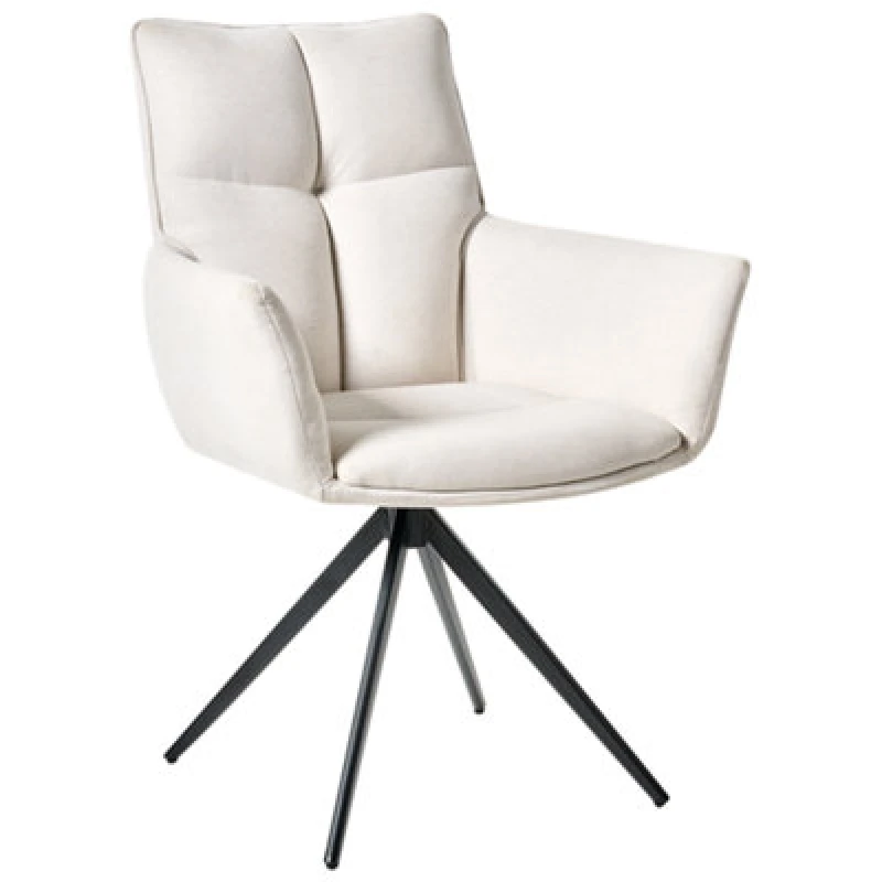 Image of Beliani Dining Chair Swivel Corbie Fabric Off-White