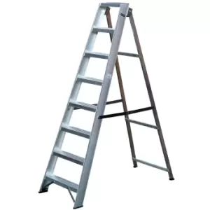 image of 1.7m Aluminium Swingback Step Ladders 8 Tread Professional Lightweight Steps