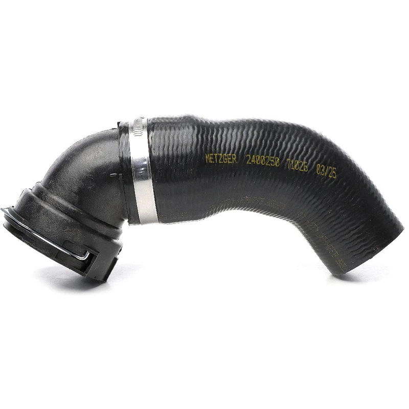 Image of METZGER 2400250 Turbocharger Hose without clamp, with quick coupling, Rubber with fabric lining Rubber with fabric lining Charger Intake Hose (3314)