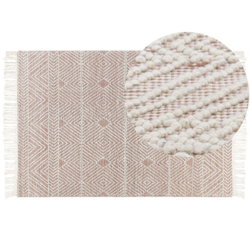 Image of Beliani Rug Kestel Brown Beige 160 X 230 Cm Wool