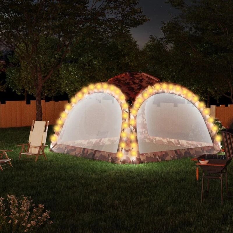 Image of VIDAXL Party Tent with LED and 4 Sidewalls 3.6x3.6x2.3 m Camouflage Vidaxl 8720286152591