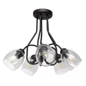 Image of Marietta Multi Arm Semi Flush Ceiling Light Black, Transparent 50cm