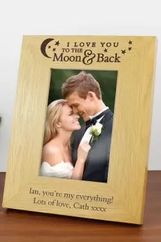 image of Personalised 4 x 6 Moon and Back Photo Frame - Natural