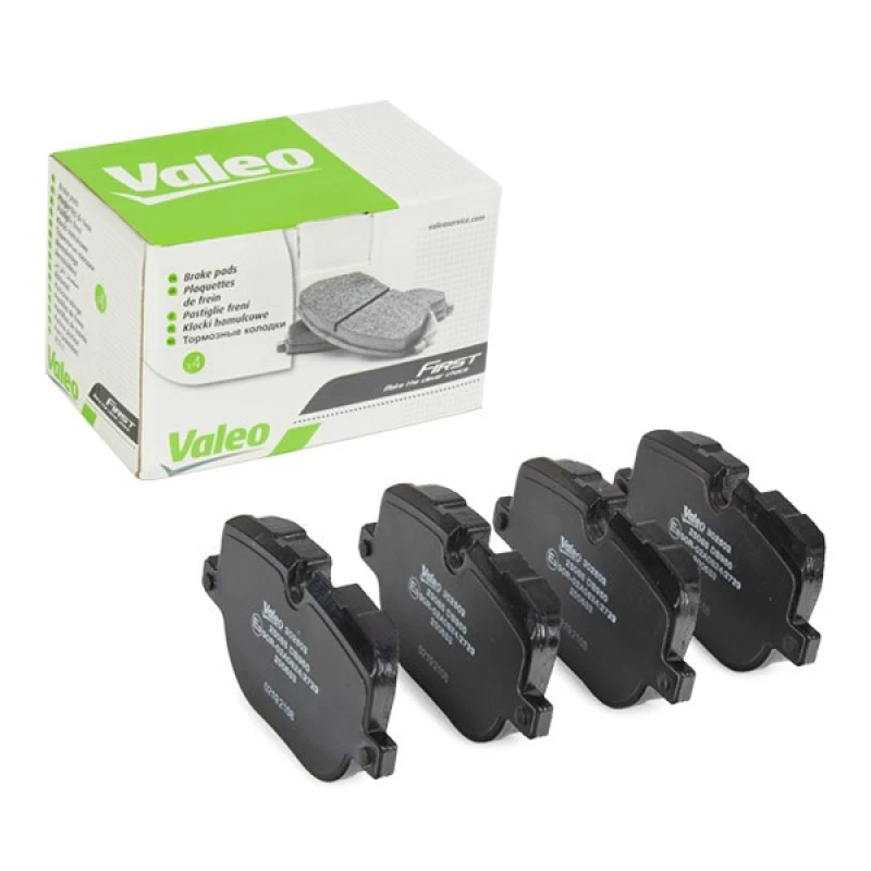 Image of VALEO 302503 Brake pad set ESSENTIAL Rear Axle, without integrated wear sensor, with anti-squeak plate Brake Pad Set,disc brake (402)