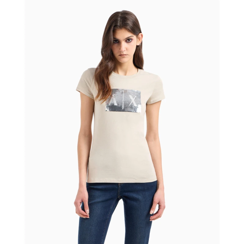 Image of Armani Exchange Womens Regular Fit T-Shirt Pisco female 8 (XS)