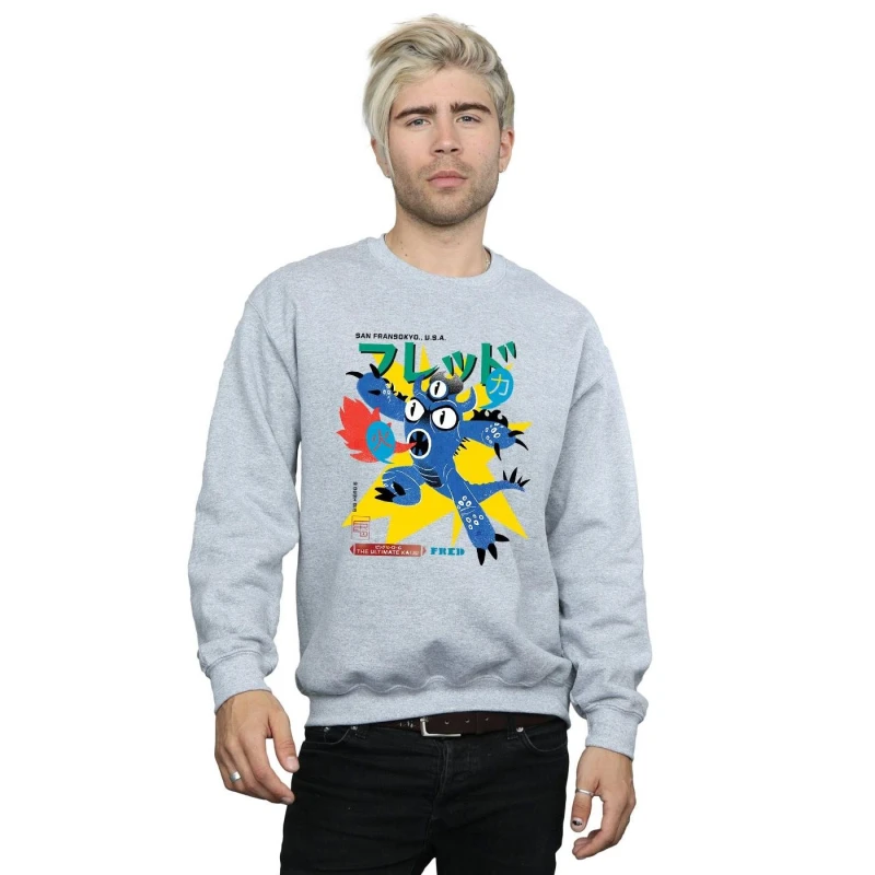 Image of Disney Men Big Hero 6 Fred Ultimate Kaiju Sweatshirt in Grey Size: Small Grey S Male 5057864212594