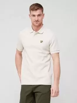 image of Lyle & Scott Cuffed Textured Polo Shirt, Beige, Size 2XL, Men