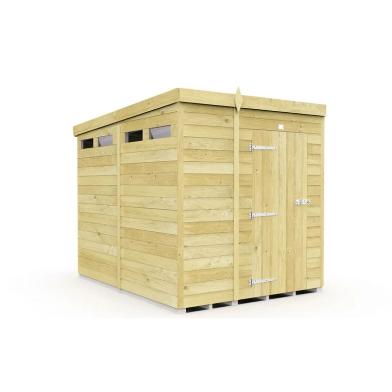 Image of Buttercup Farm 6 x 8 Feet Pent Security Shed - Single Door - L231 x W185 x H201cm in Brown Brown Unisex