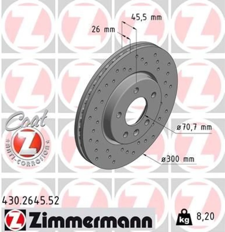 Image of ZIMMERMANN Brake disc ZIMMERMANN 430.2645.52