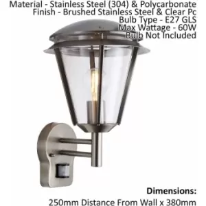 image of Loops - Outdoor Wall Light IP44 - Brushed Stainless Steel & Clear PC - 60W E27 gls