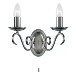 image of Gallery Interiors Bernice Wall Light Antique Silver