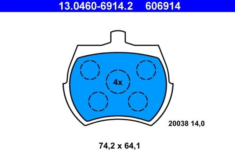 Image of ATE 13.0460-6914.2 Brake pad set excl. wear warning contact Brake Pad Set,disc brake (402)