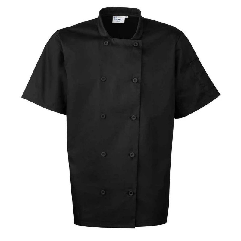 Image of Premier Premier Men Short-Sleeved Chef Jacket in Black Size: 5X-Large Black 5XL Male 5063693786595