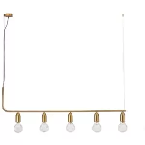 image of Netlighting Merano Kitimat 5 Light Bar Pendant Ceiling Light Brass Metal, Clear