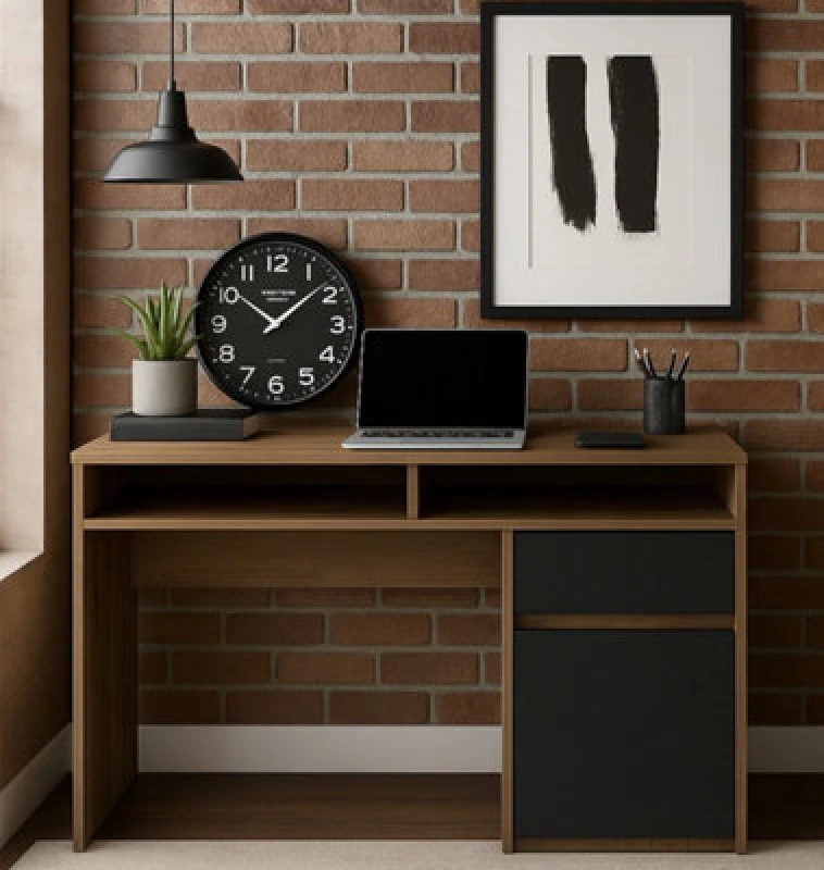 Image of Decorotika Isla Computer Desk Walnut Black