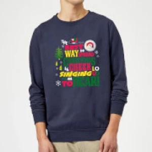 Image of Elf Christmas Cheer Christmas Sweatshirt - Navy - 3XL