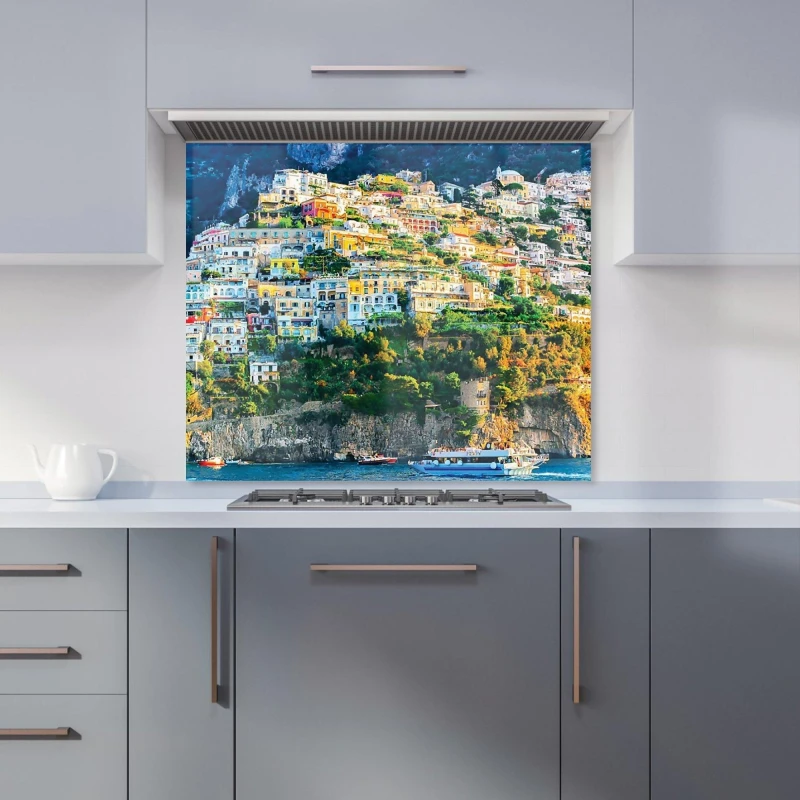 Image of Warren Reed - Designer Positano, Amalfi Coast Kitchen Splashback in Green Size: 600mm x 750mm Green Unisex 600mm x 750mm