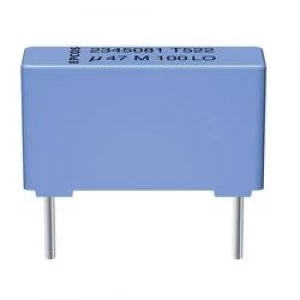 Image of MKT thin film capacitor Radial lead 22 nF 400 Vdc 10 10 mm L x W x H 13 x 4 x 7mm Epcos B32521E6223K000