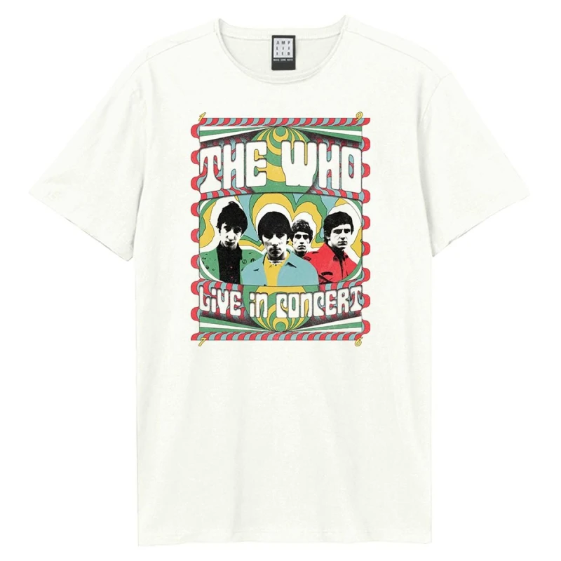 Image of Amplified Amplified Men Paisley Live In Concert The Who T-Shirt in White Size: X-Small White XS Male 5063806465775