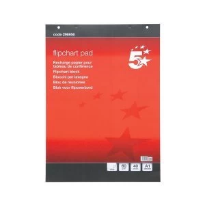 Image of 5 Star Office A1 Flipchart Pad 60gm2 Perforated 40 Sheets White Pack of 5