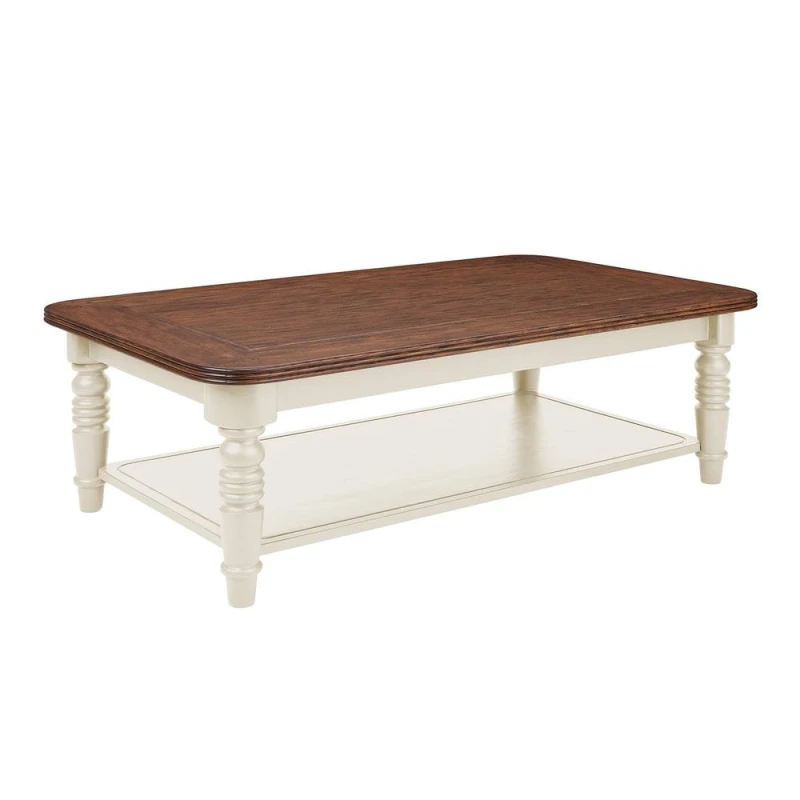 Image of Statement Furniture Queensbury Coffee Table with Oak Top in Cream Cream Unisex