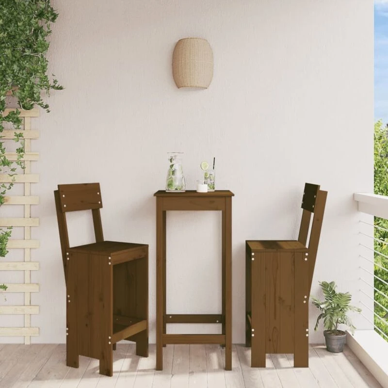 Image of vidaXL Bar Stools 2 pcs Honey Brown 40x48.5x115.5cm Solid Wood Pine, Brown 825362