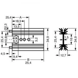 Image of Pin heat sink 11 CW L x W x H 38.1 x 34.9 x 12.7mm TO 220 SOT 32