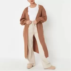 image of Missguided Petite Recycled Balloon Sleeve Cardi - Brown