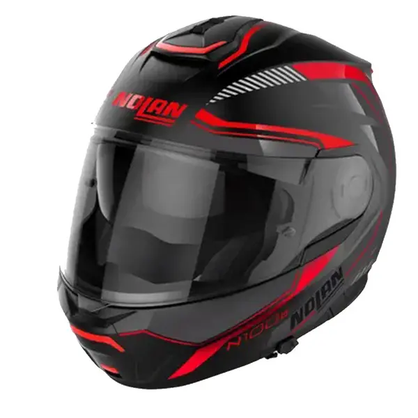 Image of Nolan N100-6 Surveyor N-COM 021 Flat Black (Red White Anthracite) Modular Helmet Size XS