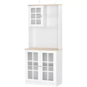Image of HOMCOM 72" Modern Kitchen Solid Storage Sideboard Cabinet w/Glass Door- White