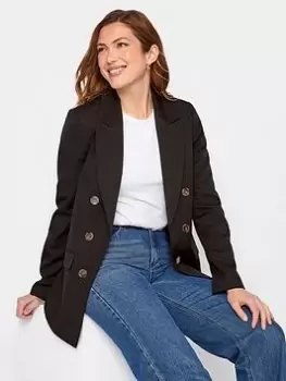 Image of Long Tall Sally Black Double Breasted Blazer, Black, Size 10, Women
