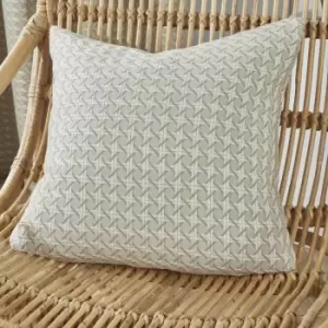 image of Curtina Eaton Basket Weave Jacquard Filled Cushion, Natural, 43 x 43 Cm