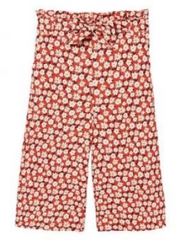 Image of Fat Face Girls Daisy Print Woven Culottes - Red, Size Age: 8-9 Years, Women