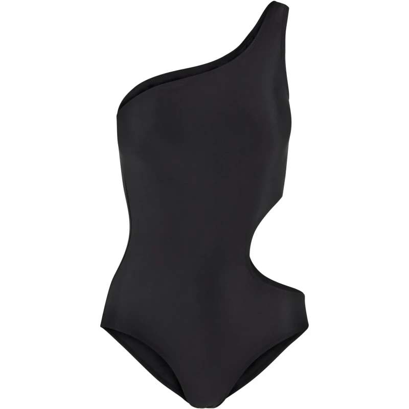 Image of Urban Classics Womens asymmetrical 1 Piece swimsuit Urban Classics Noir Female S