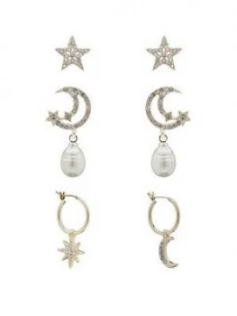 Image of Mood Gold Plated Crystal Celestial Earrings