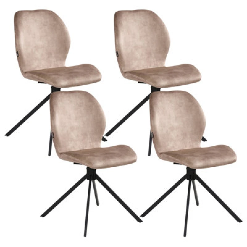 Image of Beliani Set Of 4 Dining Chairs Swivel Morrison Velvet Beige