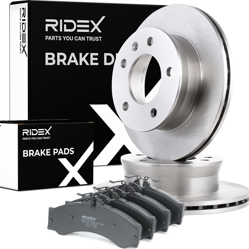 Image of RIDEX 3405B1559 Brake disc and pads set Front Axle, Brake Disc Type: internally vented Brake Set,disc brakes (3405)